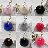 DZT1968® Solid Color Imitate Rabbit Fur Ball Keychain Handbag Key Ring Car Key