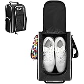 Wolt |Golf Shoe Bag for Travel- Zippered Shoes Carrier Bags with Ventilation & Double Outside Accessory Pocket for Socks, Tees, Golf Balls, Etc. for Women and Men (Black)