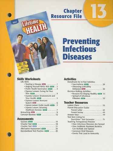 Holt Lifetime Health Chapter 13 Resource File Preventing Infectious Diseases Holt Rinehart Winston 9780030681066 Amazon Com Books