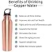 Mindful Design Pure Copper Polished Water Bottle - Leak-Proof Solid Copper Vessel for Ayurvedic Health Benefits (25 oz)
