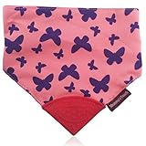 Reversable Butterfly/Solid Pink Soft Cotton Baby Teething Bandana, Teething Bib, Drool Bib