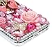 Mavis's Diary iPhone X Case, Full Edge Protective Plastic Case, 3D Handmade Crystal Clear Bling Diamonds Shiny Rhinestone Hard PC Cover for iPhone X Edition (Rose Florals)