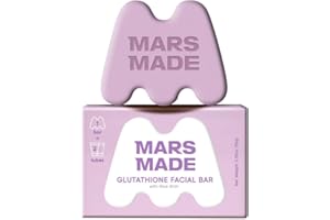 MARS MADE Glutathione Facial Bar with Rice Bran - Smoothing & Moisturizing Face Wash Soap Bar for All Skin Types - Vegan & Travel-Friendly Korean Skincare (95g, 3.35 oz)