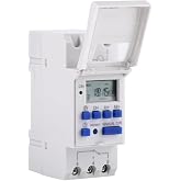 7 Day Programmable Timer Relay Digital Timer Switch Heavy Duty THC15A16 On Off for Controlling Street Lamps Neon Lamps Production Equipment, DIN Rail(not Included) (AC/DC24V)