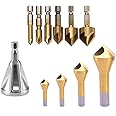 External Chamfer Tool Stainless Steel Remove Burr Tools, 6pcs Countersink Drill Bit, 4 Piece Deburring Metal Wood Drill Bit Set, 90 Degree Center Punch Tool Sets for Wood Quick Change Bit