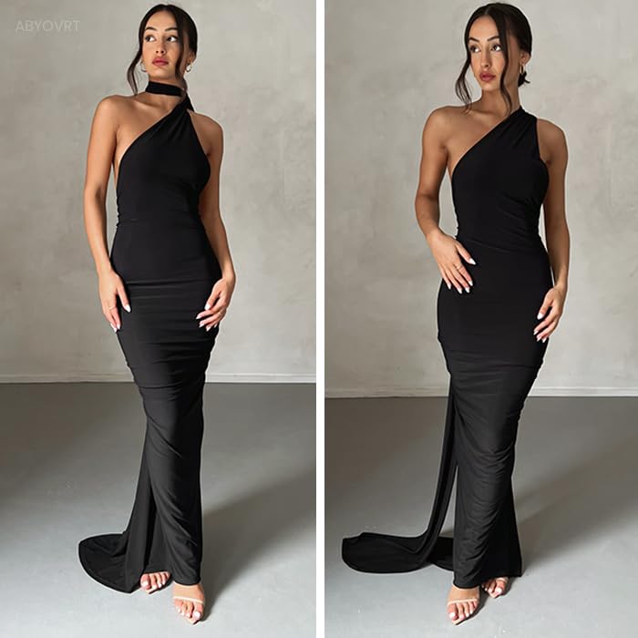 ABYOVRT Women Sexy Backless Bodycon Sleeveless Open Back Maxi Dress for Going Out, Elegant Party Cocktail Long Dress