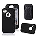 iPhone 4s Case, Harsel Defender Series Heavy Duty Tough Rugged High Impact Armor Hybrid Military with Belt Clip Built-in Screen Protector Case Cover for Apple iPhone 4s /4g (Black/Black)
