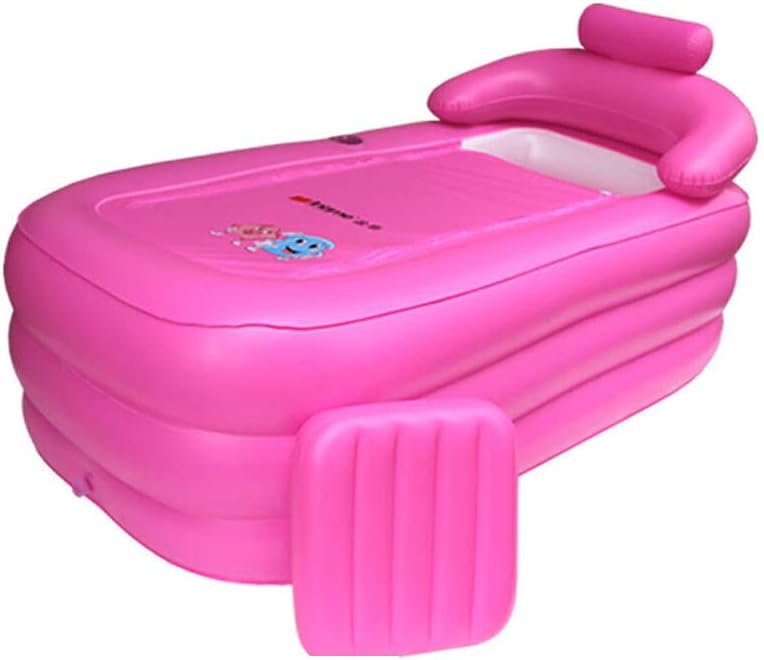 Inflatable Bathtub for Women Men, Pawsky Portable Infant Toddler Bathing Tub Non Slip Travel Bathtub Mini Air Swimming Pool Kids Thick Foldable Shower Basin (PINK)