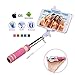 Selfie Stick , Deforst Self-portrait Monopod Extendable Selfie Stick with Adjustable Phone Holder for Iphone , Android, Samsung, and Other Devices up to 3.25 Inches in Width (pink (with earplug))