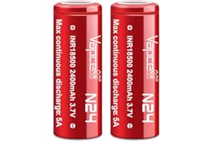 Cecicebb Vapcell 3.7V 2400mah Flat Top 18500 5A Discharge Li-on IMR Rechargeable Lithium Battery 2pcs