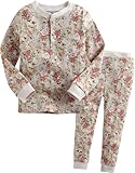 Vaenait Baby 12M-7T Kids Girls Sleepwear Pajama 2pcs Set Beige Flower