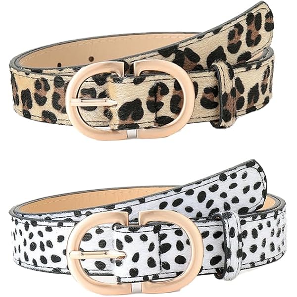2-Pack Leopard Zebra Print Belts for Women, Imitation Leather Fashion PKRFCJ Leopard Belts for Women, 2 Pcs Cheetah Print Belt for  main image 2