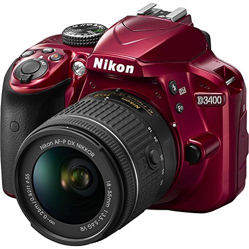 Nikon D3400 DSLR Camera w/ AF-P DX NIKKOR 18-55mm f/3.5-5.6G VR Lens - Red (Renewed) (Nikon D3400 Best Price)