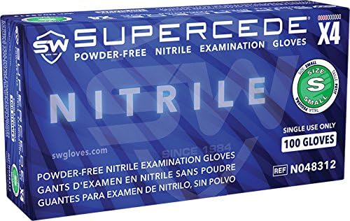 SUPERCEDE X4 Nitrile Exam Gloves, Size Small, Box of 100