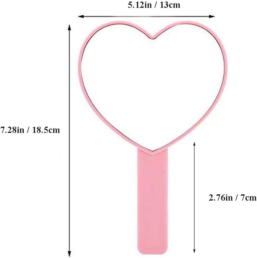 TBWHL Heart-Shaped Travel Handheld Mirror, Cosmetic Hand Mirror with Handle Pink: Home & Kitchen