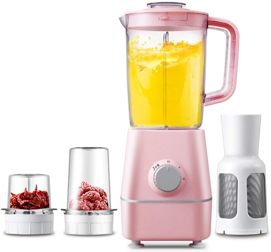 LQ&XL Smoothie Maker Mini Blender, 250W Commercial Blender, 1500ML Electric Juice Extractor Kitchen High Speed Jug Blender Machine 22000RPM,Easy to Clean,Pink