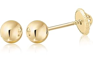 MASSETE Gold Ball Stud Earrings for Women and Girls Screwback | 10k, 14k, 18k | White Yellow or Rose Gold | 3mm 4mm 5mm | Nickel Free