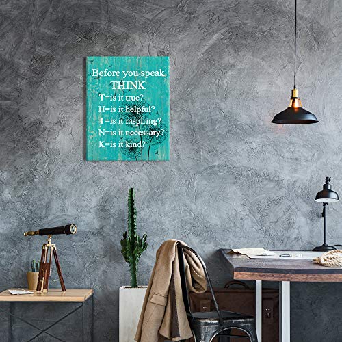 Visual-Art-Decor-Inspirational-Before-You-Speak-Think-Sign-Canvas-Prints-Wall-Art-Framed-and-Stretched-Motivational-Quotes-for-Classroom-Home-Office-Bedroom-Living-Room-Decoration-01-Teal-16x20