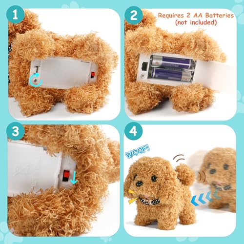 jerryvon Dog Barking and Walking – Toys Children 2 Years Old Dog Toy Walking and Barking Gift Girl 2 3 4 Years Plush Realistic Dog Animals Toy for Children