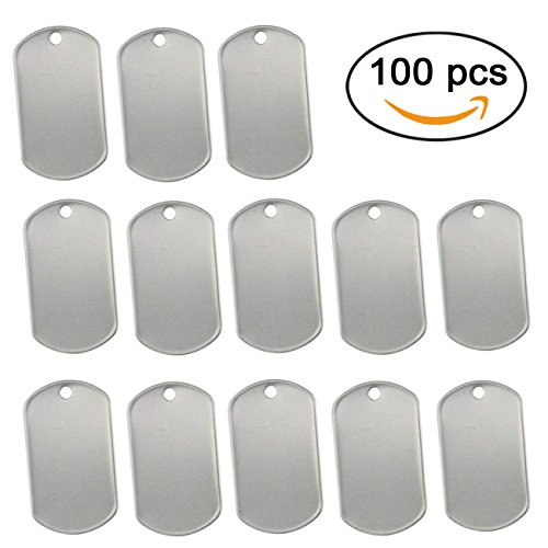 TinaWood 100PCS Blank Bulk Dog Tags for Stamping/Engraving Shiny Stainless Steel Military Rolled Edge Backing Dog Tags for Dogs Engraved - Thumbnail 7