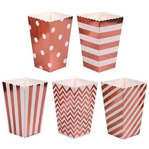 ONINIT 30pcs/Lot Party Favor Gifts Rose Gold Popcorn Boxes Bakery Box Birthday Party Bridal Shower Baby Shower Decorative boxes (each 6 pcs)