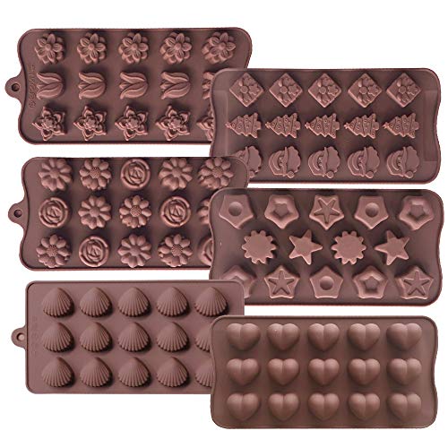 Aogist Silicone Candy Chocolate Jelly Molds, BPA Free Cake Baking Mold, Different Styles Ice Cube Molds 6 Pack - Thumbnail 7