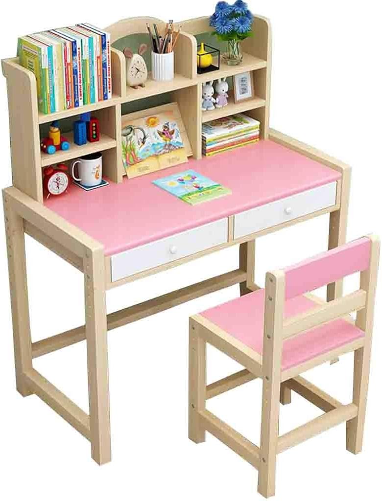 JSPOYOU Kids Desk and Chair Set, Height Adjustable, Study Work Table(80 x 75 x 50 cm)