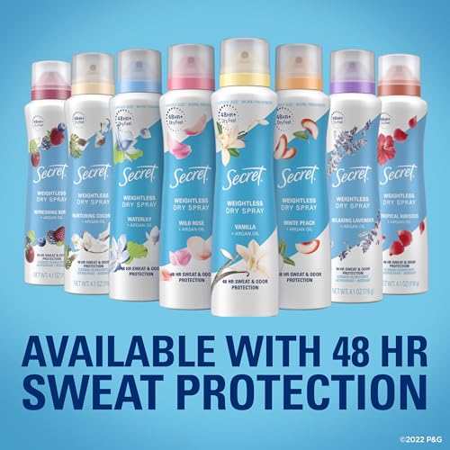 SECRET DRY SPRAY ALUMINUM FREE DEODORANT FOR WOMEN, 48HR WEIGHTLESS ODOR PROTECTION, GENTLE ON SKIN, CHERRY BLOSSOM SCENT, 4.1 OZ (PACK OF 2)