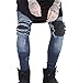 Men's Straight Slim Fit Moto Biker Jeans Distressed Ripped Denim Pants (W34)