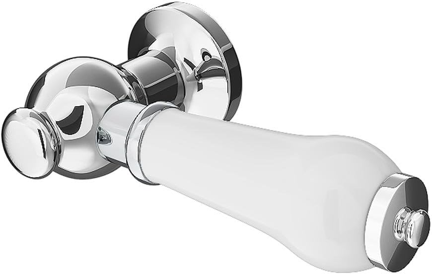 VeeBath Ideal Traditional Bathroom Ceramic Handle WC Toilet Cistern Flush Lever, White, 3.95 cm x 4.35 cm x 9.9 cm