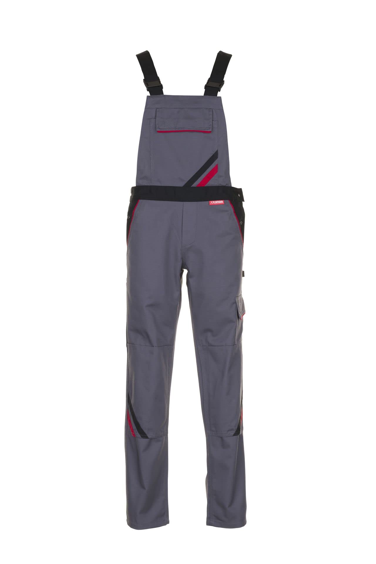 Planam 2339052 Size 52 "Highline" Woman Dungarees - Slate/Black/Red