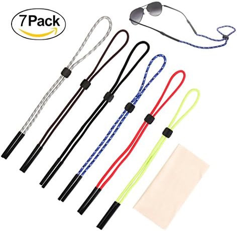 6Pcs Eyeglass Holder Straps, YiwerDer Colorful Safty Eyewear Neck Cord String, Sunglass Retainer Unisex for Sports and Outdoor Activities, w/ 1Pcs Free Microfiber Glasses Cleaning Cloth