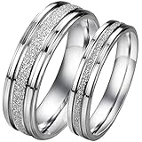 Men Women's Classic Stainless Steel Love Promise Ring Valentine Couples Wedding Bands Engagement Silver