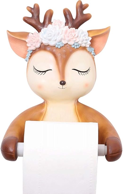 Amazon Com Muti Purpose Cartoon Cute Deer Resin Suction Toilet Paper Roll Holder Wall Mounted Creative Adhesive Toilet Paper Dispenser For Bathroom Kitchen Livingroom Shop Hotel Home Kitchen