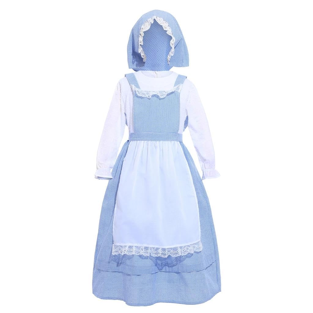 Lito Angels Kids Girls Medieval Dress Traditional Village Country Vintage Clothing Costume with Apron and Bonnet Hat Age 5-6 Years (Tag Number XS) — image 1