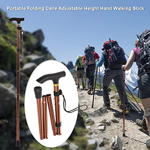 Festnight  Walking Stick Folding Cane  Adjustable Height Hand Walking Stick Balancing Mobility Aid with Comfortable T Handles