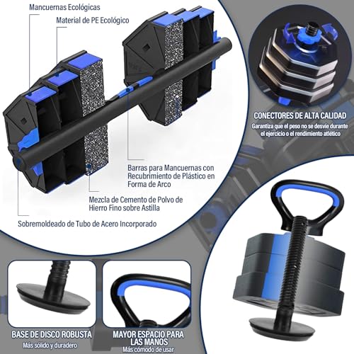 KIROGILY Mancuernas para Ejercicio 6 en 1, 20 kg para Pesas para Ejercicio en Casa– Mancuernas Ajustables Multifuncionales, Set de mancuernas y Peso, Kit de Pesas para ejercicio, Ideal para Fitness
