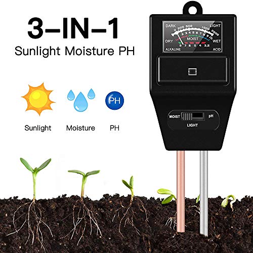 JeahoreKy Soil Moisture Sunlight Ph Test Meter,Soil Tester Meter, 3-in-1 Test Kit for Moisture,Light and pH,for Garden and Home,Plants,Lawn,Farm,Herbs & Gardening Tools, Indoor/Outdoors Plant Care