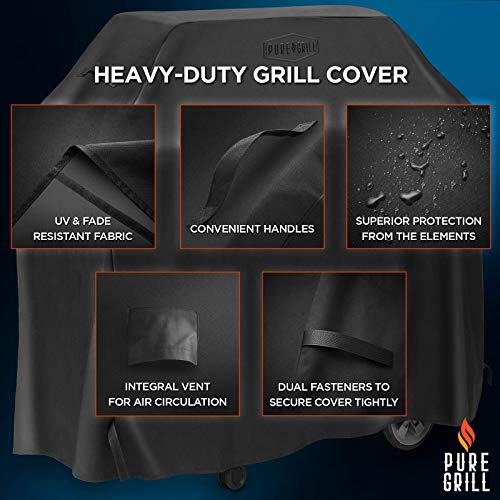 Pure Grill 72-Inch BBQ Grill Cover - Universal Fit for All Barbecue Gas Grill Brands - Heavy-Duty, Waterproof, Fade Resistant Fabric