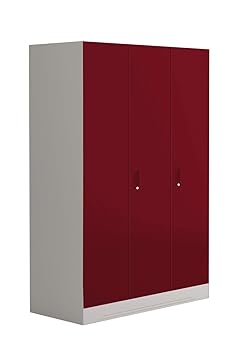GODREJ INTERIO Slimline 3-Door Almirah with Locker (Textured Finish, Textured Ceremine Red)