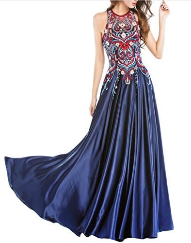 LOVIERA Women's Sleeveless long Prom Long Dresses Homecoming Dresses 2018 for Women(Size:10,Navy New)