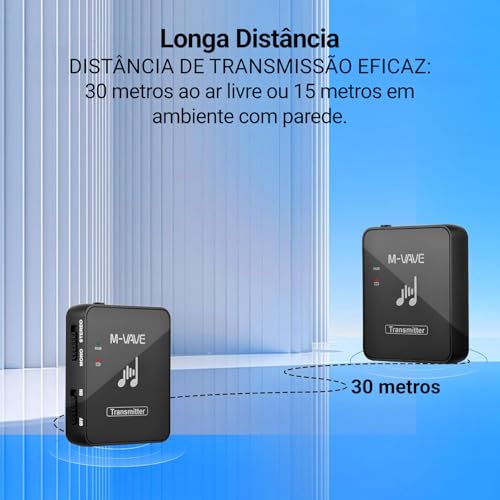 VEDO M-VAVE WP-10 Sistema de Monitor In-Ear Sem Fio 2.4GHz - Transmissor e Receptor IEM, Baixa Latência <12ms, 30m Alcance, 7h Bateria, p/Guitarra, Baixo e Palco.