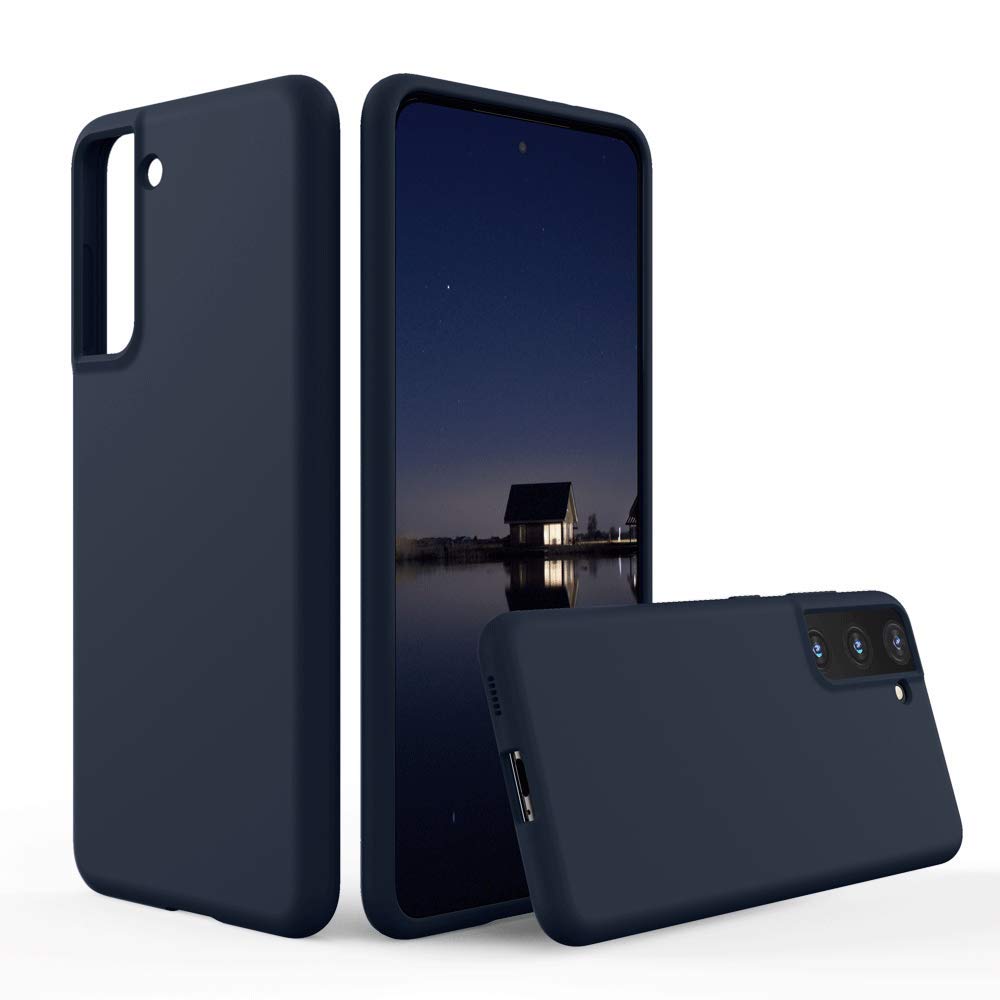 SURPHY Liquid Silicone Case Compatible with Samsung Galaxy 21 Case 6.2 inch, Gel Rubber Full Body Shockproof Phone Case for Samsung Galaxy 21 5G (2021) (Midnight Blue) — image 1