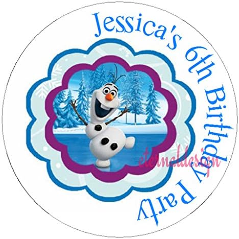 Pack of 24 Disney Frozen Personalised Circle Stickers with Glossy Finish KBCS044