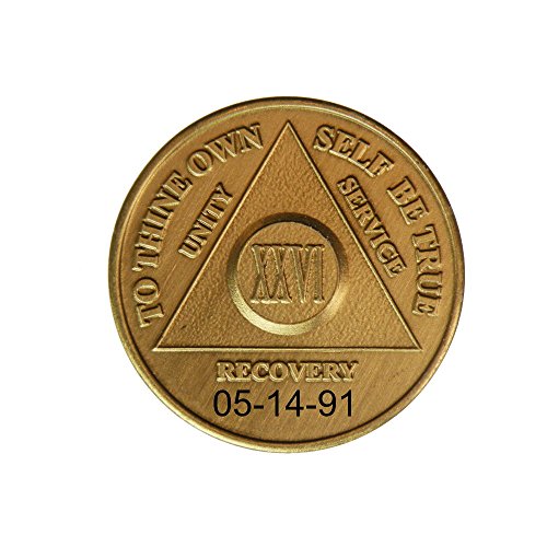 Personalized Custom Engraved 26 Year Antique Bronze AA (Alcoholics Anonymous)-ACA-AL-ANON-Sober-Sobriety-Birthday-Medallion-Coin-Chip-Token