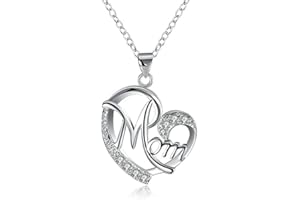 Silver Mom'S Love Shaped Necklace, Exquisite Silver Rose Necklace, Gifts For Mom Wife Daughter For Party/Anniversary Day/Birt