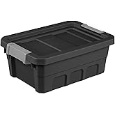 Sterilite Stacker Tote with Latching Lids for Garage, 4 Gallon, 6-Pack | Heavy-Duty and Stackable Plastic Boxes and Containers for Home, Desk, Cabinet, Dorm, Basement, or Utility Organization