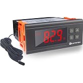 KETOTEK Digital Temperature Controller AC110V 10A Fahrenheit Thermostat with 2m Waterproof Sensor 2 Relays Heating Cooling Incubator