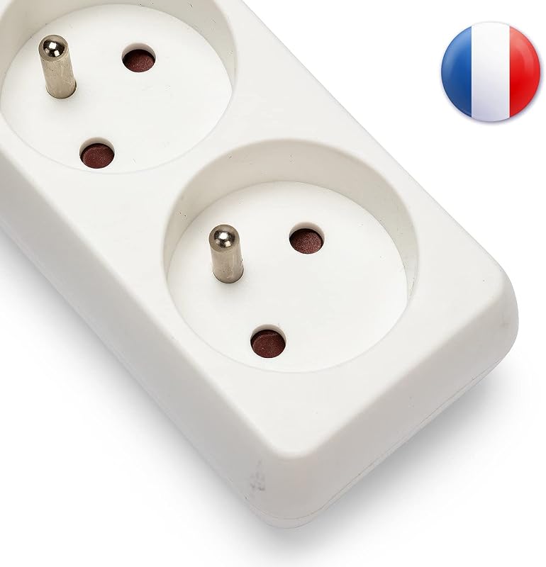 Multipresa francese 3x16A, con interuttore, cavo lungo 1m, H05VV-F3G1.0MM2, CE, NF