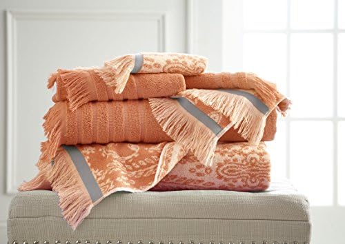 Pacific Coast Textiles Jaipur Yarn Dyed Towel, Coral, 6-Piece